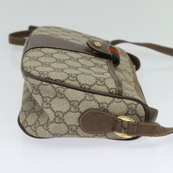 GUCCI GG Supreme Web Sherry Line Bag PVC Beige Gold - Picture 5 of 16